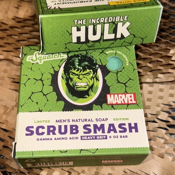 NWT HTF 2 Pack Dr Squatch MARVEL HULK SCRUB SMASH Limited Edition Soap Avengers - Picture 5 of 5